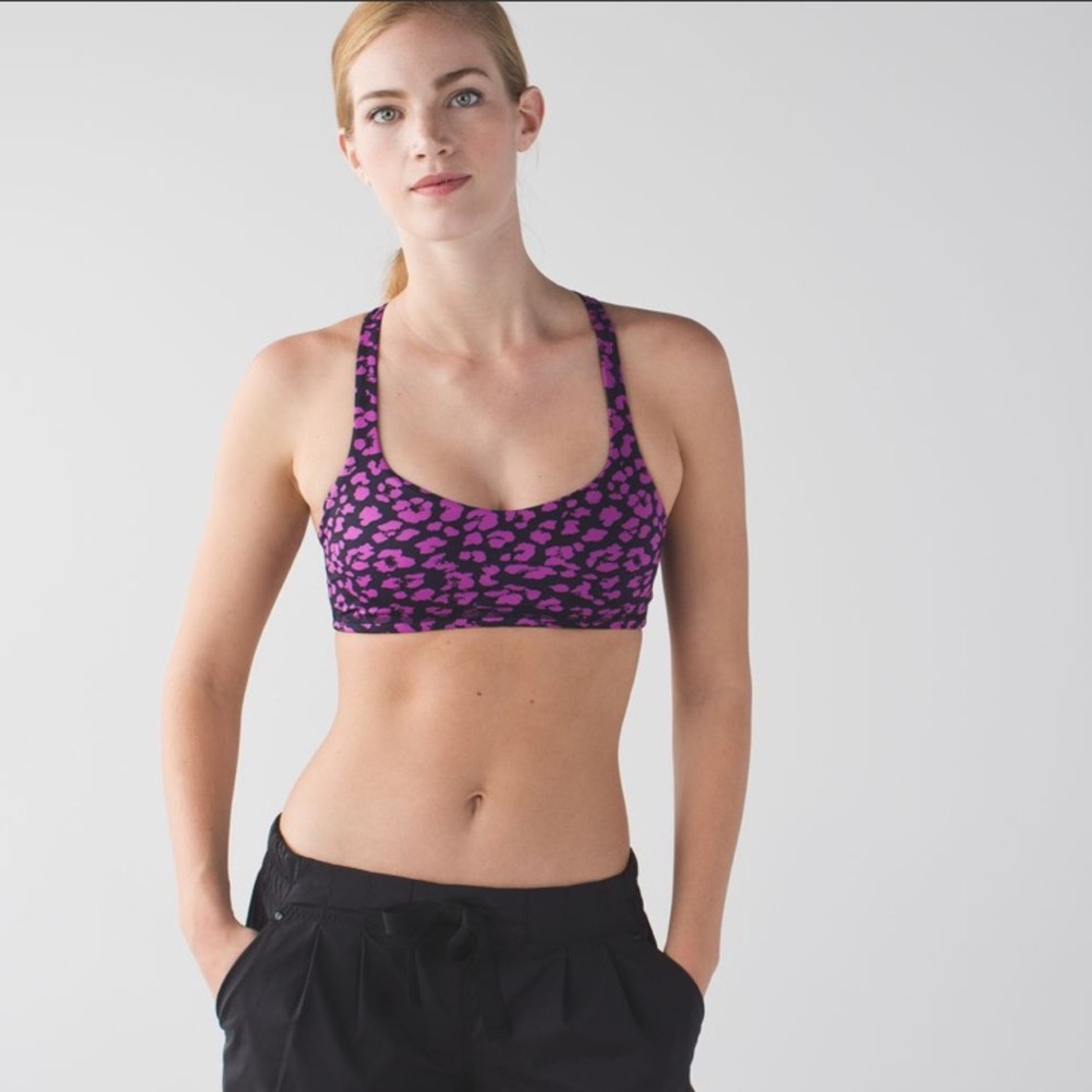 Lululemon Free To Be Bra - Mini Cherry Cheetah Ultra Violet Naval Blue